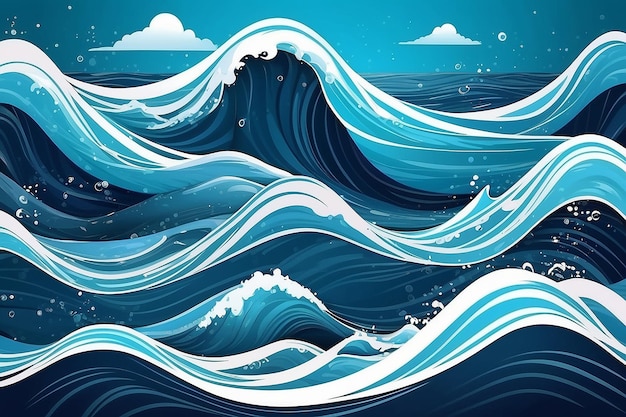 Deep sea waves concept vector abstract background stock illustration