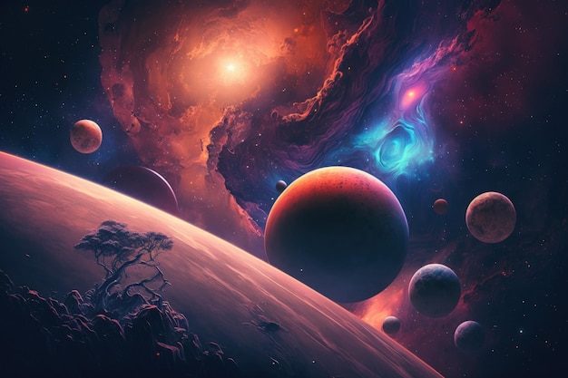 Deep space art Nebulas planeten sterrenstelsels en sterren in prachtige compositie