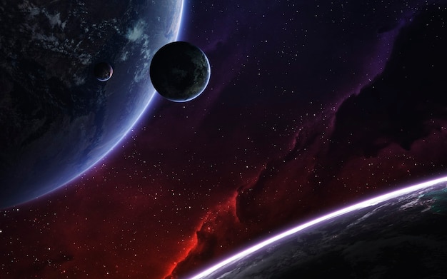 Photo deep space landscape with realistic planets. elements of this image furnished by nasa