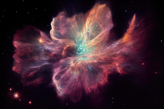 Deep space nebula in beautiful color clouds Star explosion space exploration Generative Ai