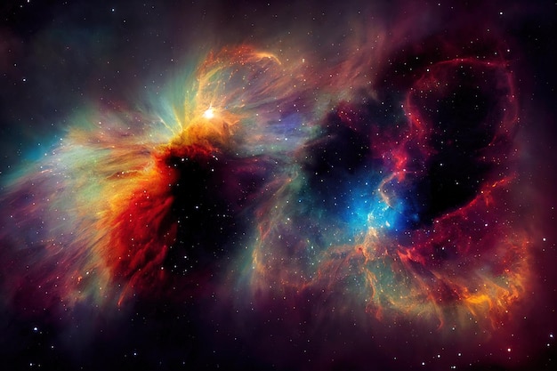 Deep space nebula in beautiful color clouds Star explosion space exploration Generative Ai