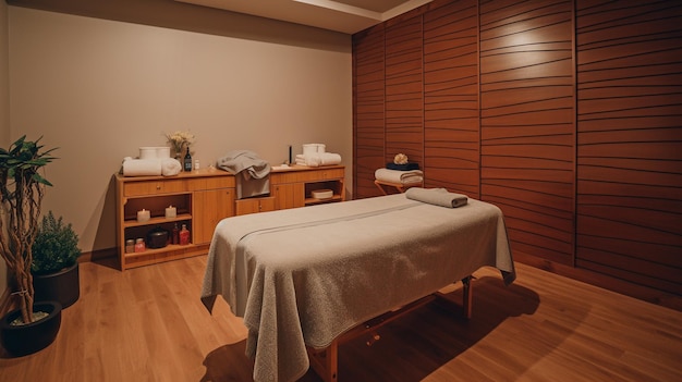 Photo deep tissue massage spa setting and generative ai