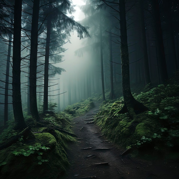 霧深い熱帯の森林 生成ai
