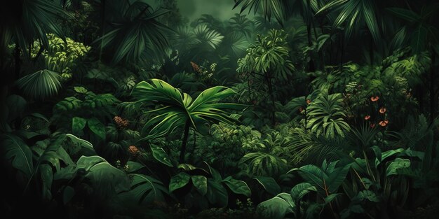 Deep tropical jungles Dense forest landscape Generative AI