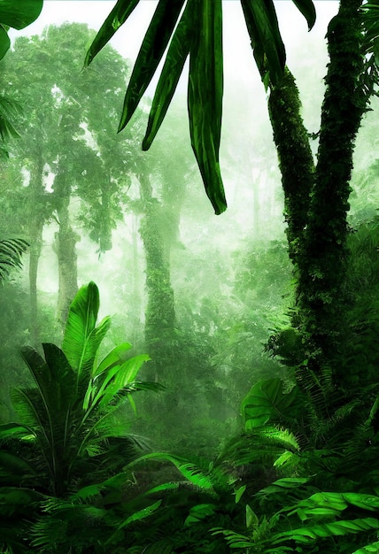 Deep tropical jungles landscape