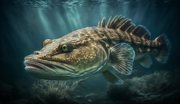 Deep water ghost flathead fish armoured illustration picture Ai generated art