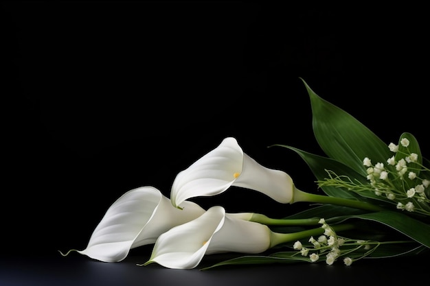 Deepest Sympathy Card Calla Flower on Black Background Generative AI