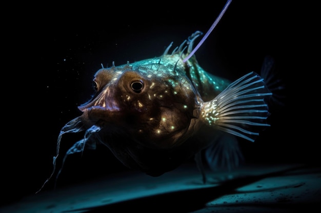 Premium Photo  Deepsea anglerfish with bioluminescent lure waiting for its  next meal created with generative ai