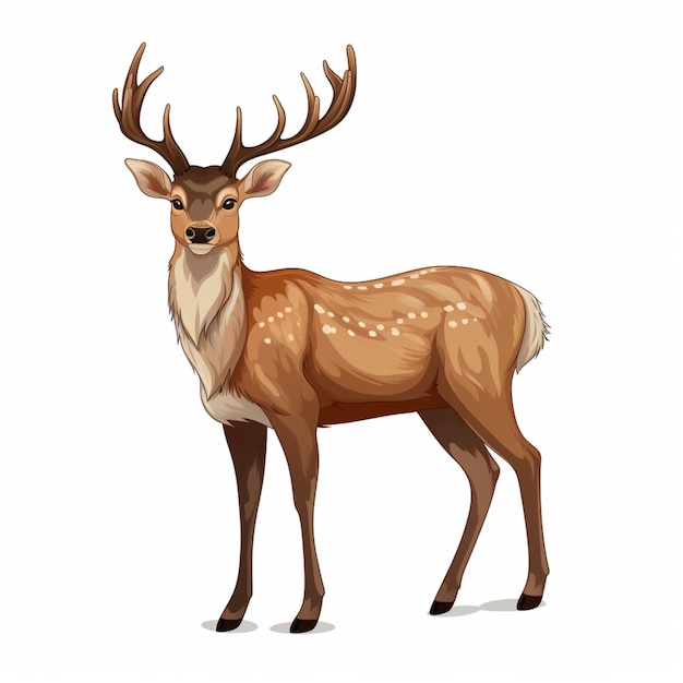 Deer 2d cartoon vector illustration on white background hi