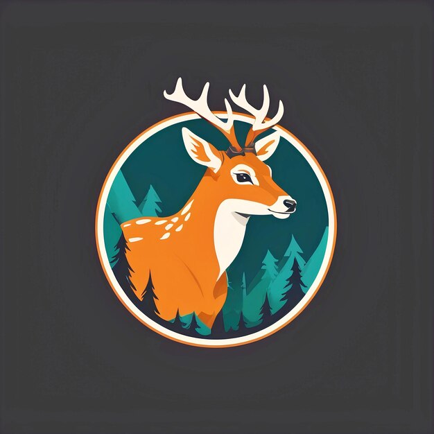 Deer animal colorful flat logo