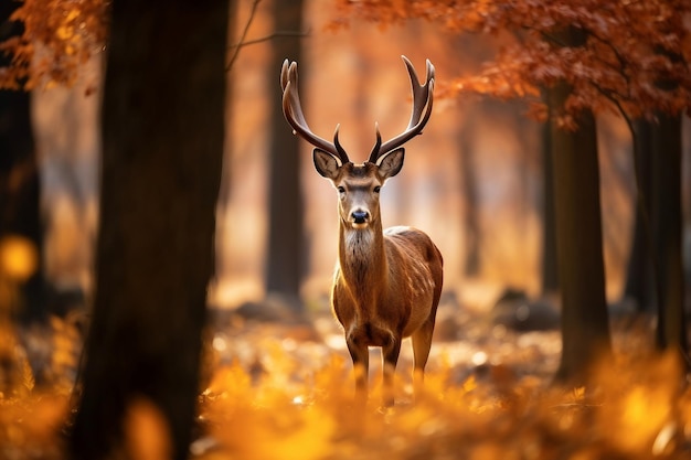 Deer in the autumn forest illustration AI Generated