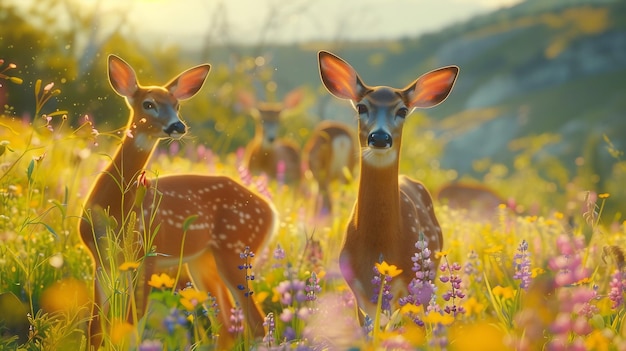 Deer in Bloomfilled Pasture
