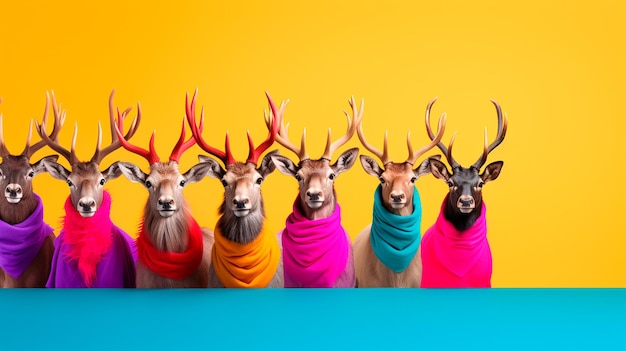 Photo deer on blue and pink background