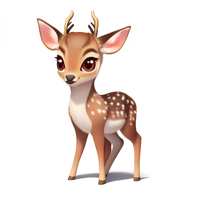 Deer Cartoon character Reindeer Cute little animal illustration on white background AI