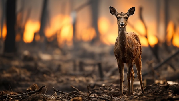 Deer caught in forest fires