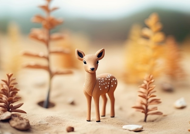 Deer Character craft with isolated studio background