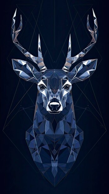 Photo deer colorful animal polygon