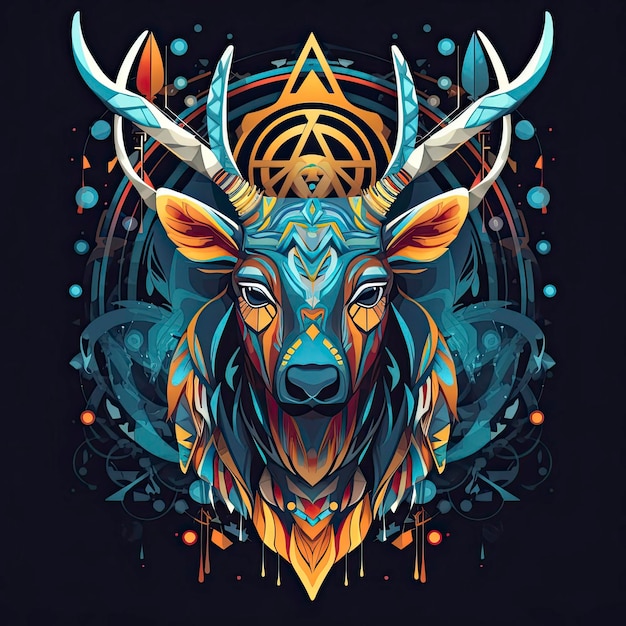 Deer colorful animal polygon