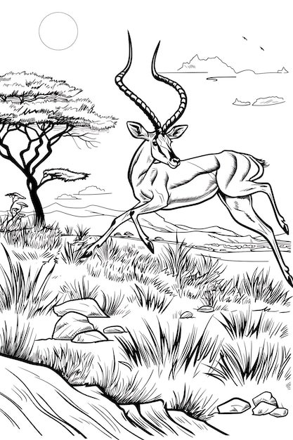 Deer Coloring Page Line Art