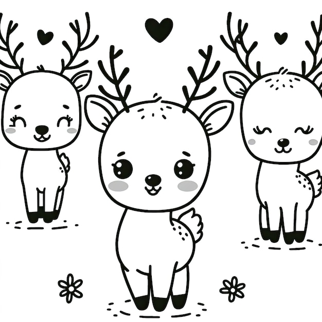 Deer Coloring pages fo rkids and Adults
