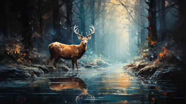 Deer in the Enchanting Snowy Forest Majestic Winter Wildlife