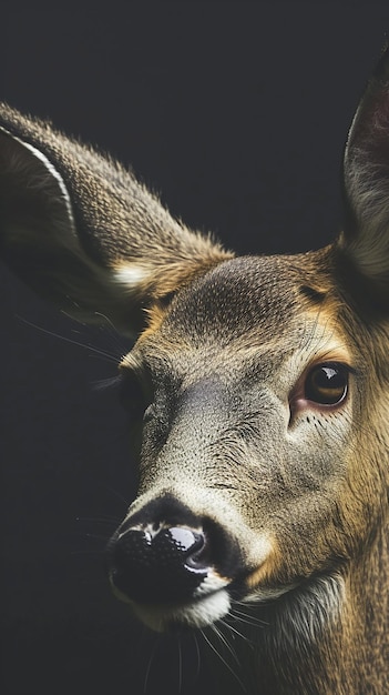 Photo deer face on dark background