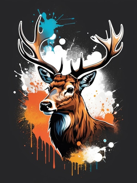 Deer face t-shirt ontwerp sticker