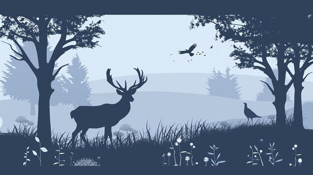 Photo a deer in a field with a silhouette of a deer in the background