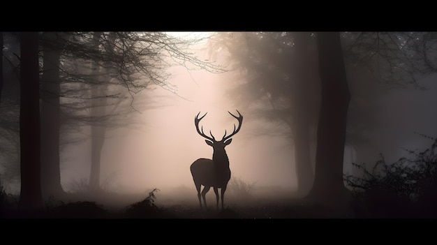 A deer in the fog