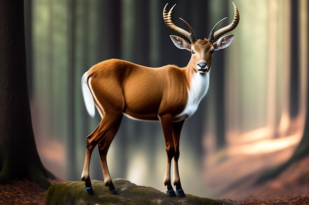 Deer in the forest 3d render of a deer in the forest