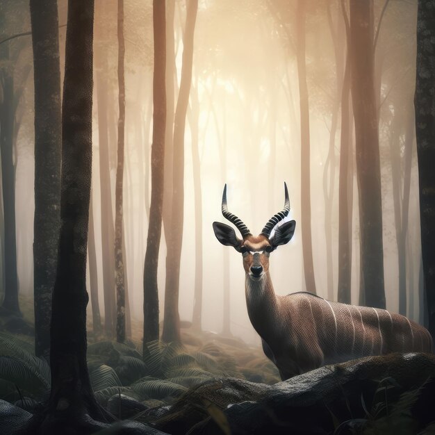 deer in the forest animal background for social media