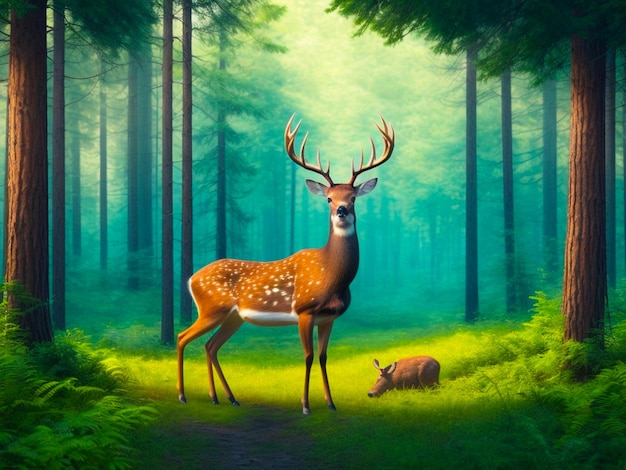 A deer in the forest generated by Ai