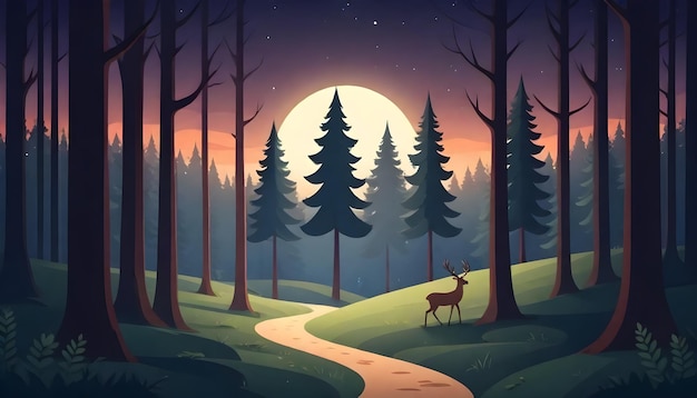 deer in the forest at night