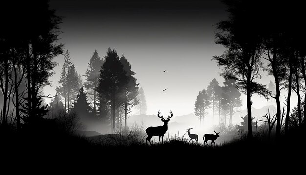 Photo a deer in a forest with a silhouette of a deer.