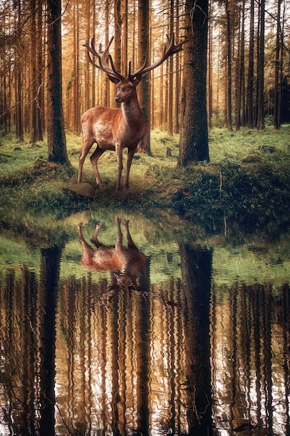 Foto cervi in una foresta