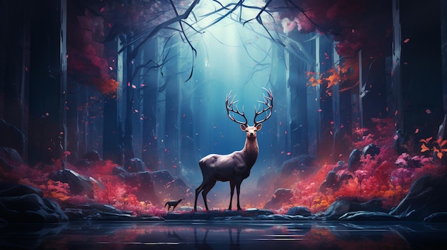 Deer in the forestgenerative ai