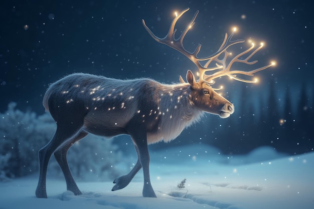 Deer glow lights Generate Ai