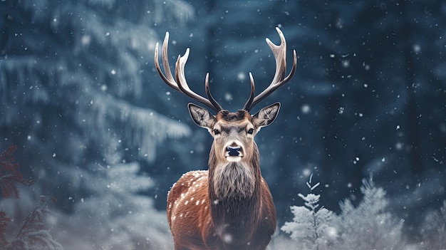 Deer head in snow