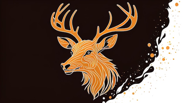 Deer head with grunge splashes on dark background Vector illustration