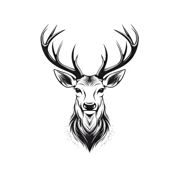 Deer Icon Antelope Portrait Pictogram Reindeer Silhouette Minimal Ewe Symbol Deer Portrait Generative AI Illustration