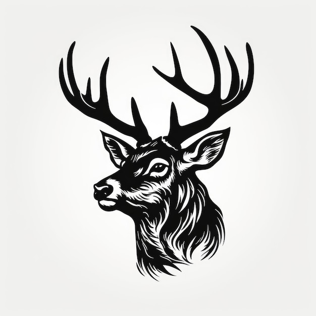 鹿のロゴは黒と白でAIが生成した画像です
