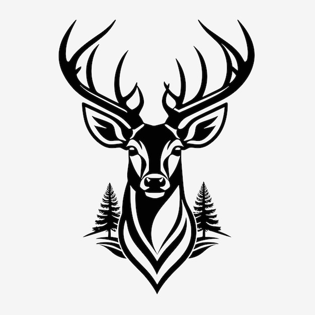 Логотип оленя вектор плоский дизайн белый фон