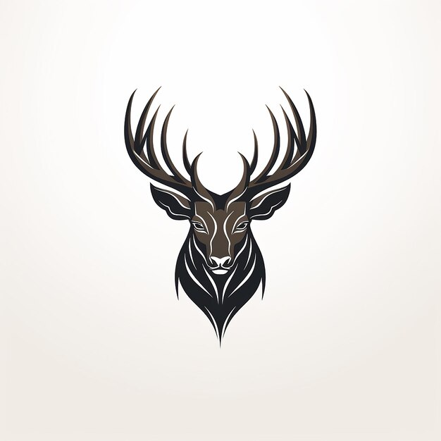 deer minimal vector logo with horns on a solid