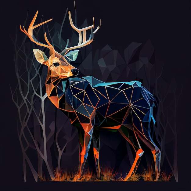 鹿の多角形描画 生成AI