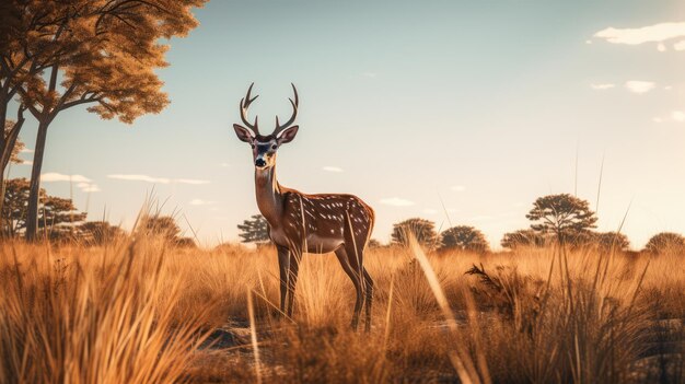 Deer in the savanna AI generated Image