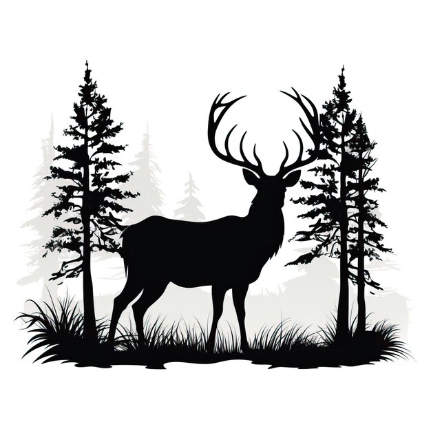 Photo deer side view silhouette vector illustration monochrome