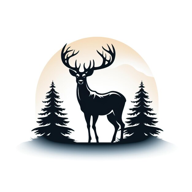 Photo deer side view silhouette vector illustration monochrome