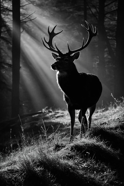 deer in silhouette wall art in the style of philippe halsman mysterious beauty 0BC A8608259A raymond swanland pensive poses black and white intimacy animated gifs