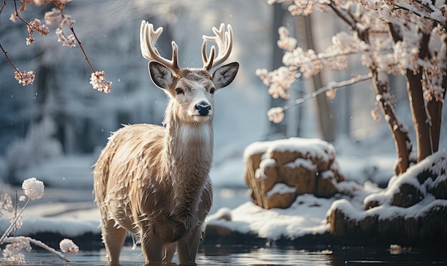 deer in snow