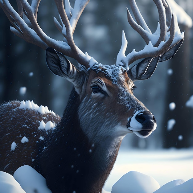 deer in snow